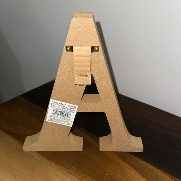 Charming Floral Letter 'A' Decor - Orange and Gray - Picture 3 of 3